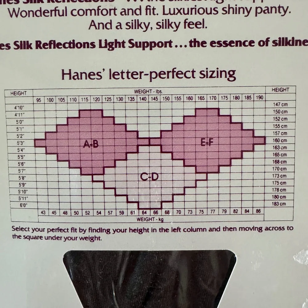2PK Vintage Hanes Silk Reflections Pantyhose Barely Black Size C-D Style 719 USA